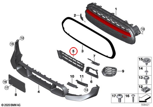 OEM-Zentralgitter 51119481354 für MINI F56 JCW, JCW GP. Originaler MINI.