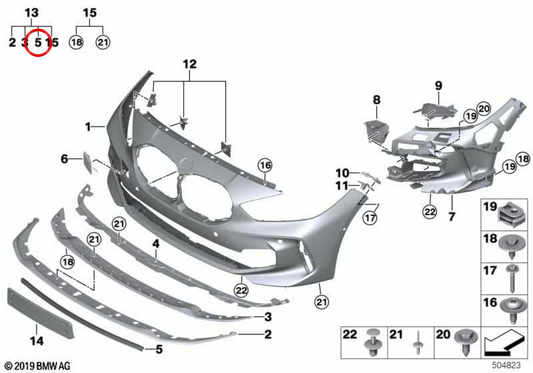Spoiler dianteiro OEM 51119850695 para BMW F40. BMW genuíno.