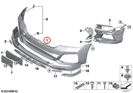OEM 5119852205 Paradone anteriore per BMW G30, G31. BMW originale.