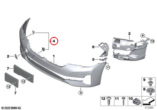 Supporto sensore PMA/PMA OEM 51119852208 per BMW G30, G31. BMW originale.