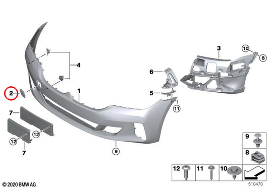 Vorderhakenabdeckung OEM 51119852220 für BMW G32 (Serie 6 Gran Turismo). Original BMW.