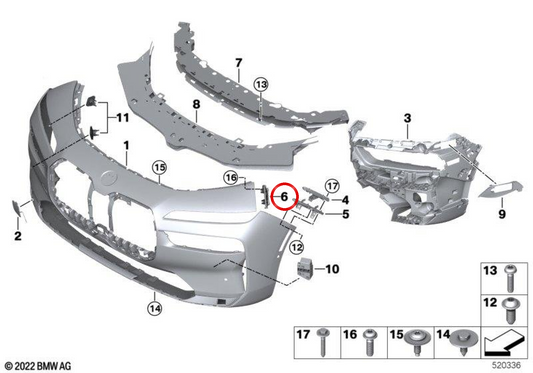 Support supérieur droit du pare-chocs OEM 51119883446 pour BMW G70. BMW d'origine.
