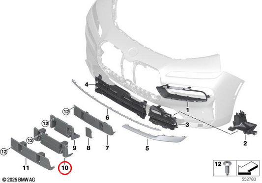 Titolare della registrazione anteriore OEM 51119883448 per BMW G70. BMW originale.