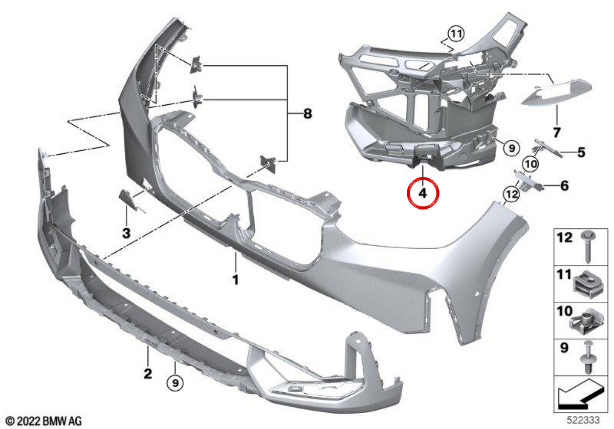Supporto destro OEM 51119883582 per BMW U11. BMW originale.