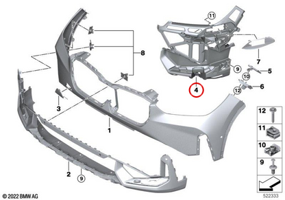 Supporto destro OEM 51119883582 per BMW U11. BMW originale.