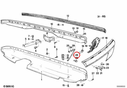 OEM 51121858950 Supporto per paraurti per BMW E23. BMW originale.