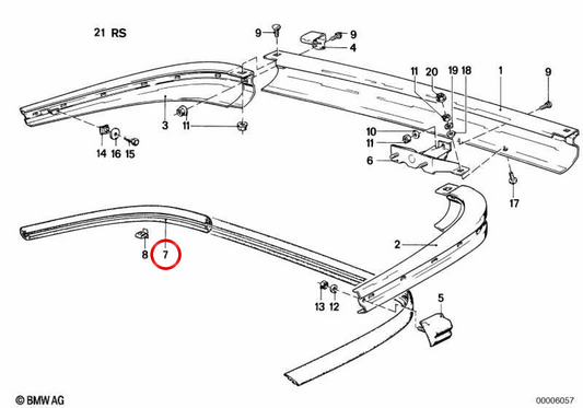 OEM 51121886695 stampaggio in gomma posteriore per BMW E24. BMW originale.