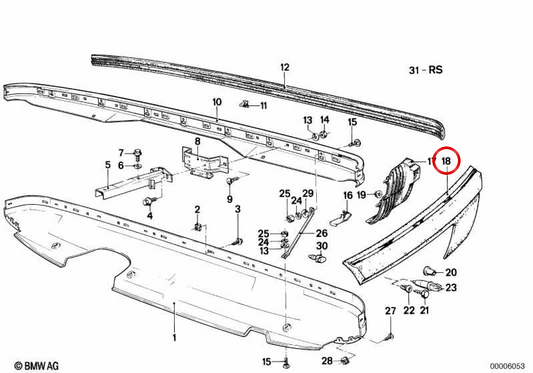 Izquierdo OEM 51121900151 Parent arrière pour BMW E23. BMW d'origine.