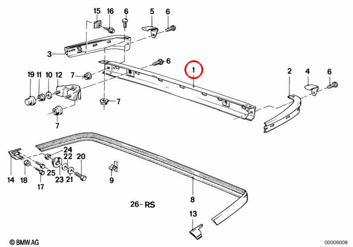 OM 51121959914 Heckstoßstange für BMW E30. Original BMW.
