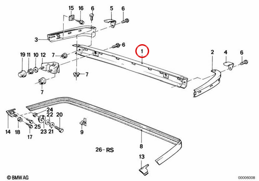 OM 51121959914 pare-chocs arrière pour BMW E30. BMW d'origine.
