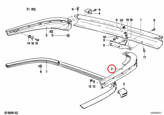 Izquierdo Stampa posteriore Bumper OEM 51121961617 per BMW E24. BMW originale.