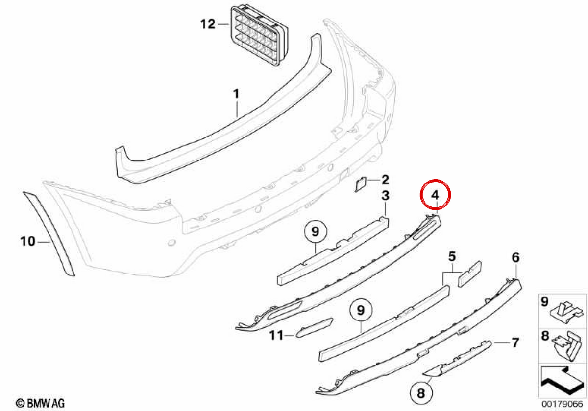 Rear diffuser OEM 51123417730 for BMW E83. Original BMW.