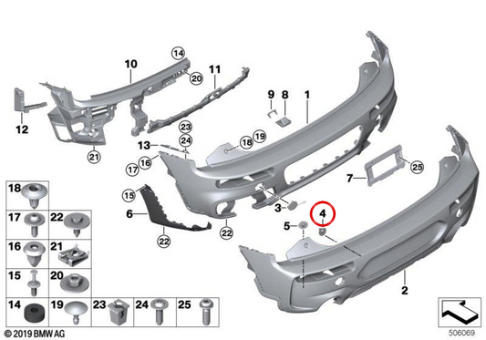 Suporte PDC traseiro direito interno OEM 51125A0F4F8 para MINI Clubman F54 LCI, JCW... e muito mais. MINI originais.