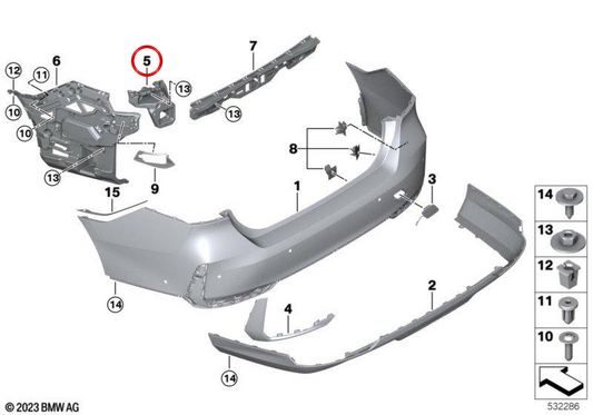 Alojamiento área angular izquierda OEM 51125A0F8B1 para BMW Serie 5 G30, G31. Original BMW.