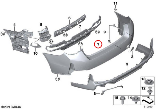 OM 51125A1DB10 rear bumper for BMW G26. Original BMW.