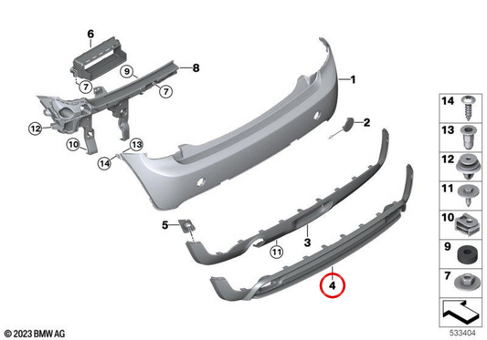 Garniture inférieure de pare-chocs arrière OEM 51125A23748 pour MINI F56 Cooper SE, F57 Cabrio BEV... et plus encore. MINI d'origine.