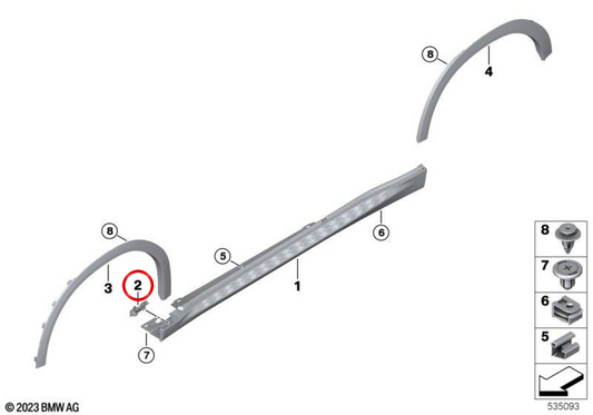 Guida di montaggio Modaning sinistro OEM 51125A329F3 per BMW R50. BMW originale.