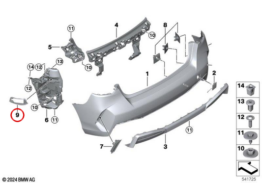 Tolva de absorción derecha OEM 51125A36364 para BMW Serie 1 F20 116i, 118i, 120i, 118d, 120d... y más. Original BMW.
