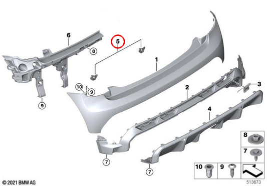 Set supporto PDC posteriore OEM 51125A3C9B5 per MINI F56 LCI, Cabrio F57 LCI. MINI originale.