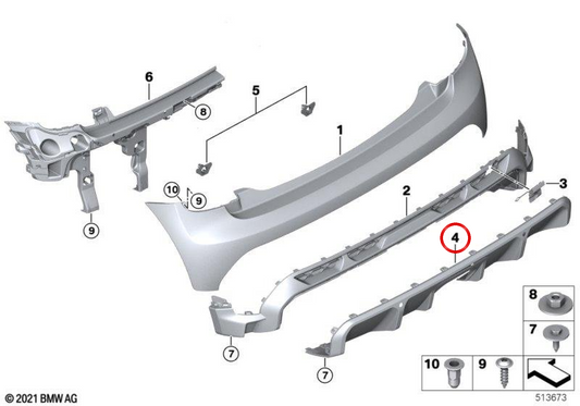 Heckstoßstangenverkleidung OEM 51125A3C9D0 für MINI F56 LCI, F57 LCI. Originaler MINI.