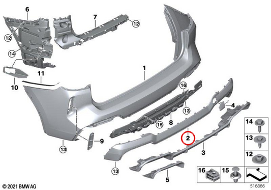 Coperchio inferiore del paraurti posteriore OEM 51125A47A49 per BMW G08. BMW originale.