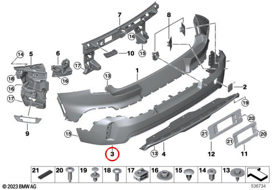Garniture de couvercle de pare-chocs arrière inférieur OEM 51125A72FE0 pour MINI JCW Countryman ALL4 (U25). MINI d'origine.