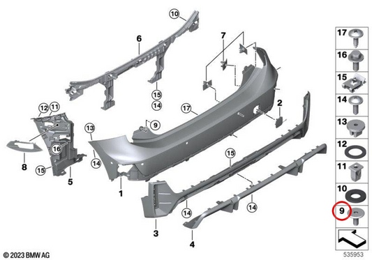 ASA -Schraube für die Heckbeschichtung OEM 51125A77277 für Mini Cooper J01, Aceman J05, JCW E ... und mehr. Original Mini.