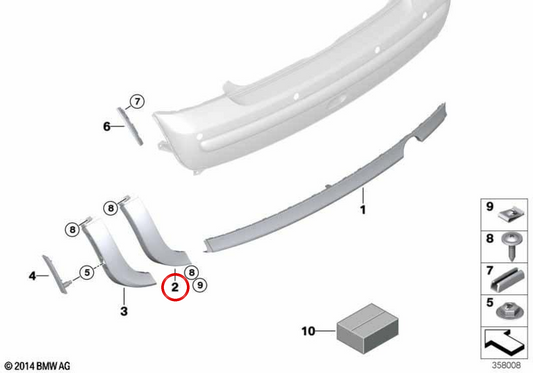 Spoiler direito preto OEM 51126800203 para MINI R50, Cooper R50, One R50... e muito mais. MINI originais.