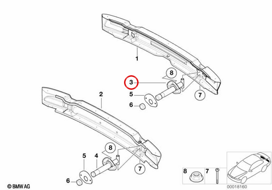 IMPACT ABSORBER OEM 51127032001 for BMW E46. Original BMW.