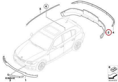 Diffusore posteriore inferiore OEM 51127136090 per BMW E87. BMW originale.