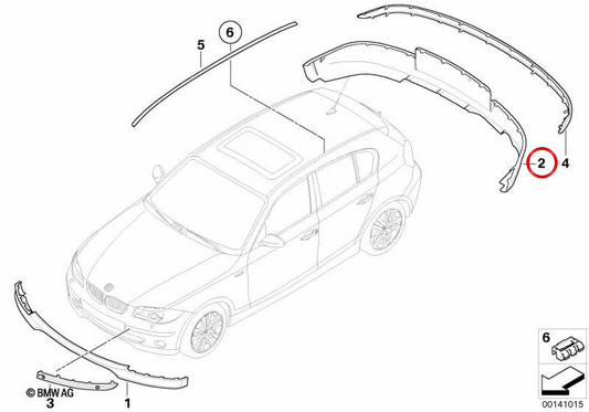 Diffusore posteriore inferiore OEM 51127136090 per BMW E87. BMW originale.