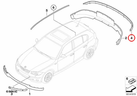 Stampa di paraurti posteriore della stampa OM 51127136091 per BMW E87. BMW originale.