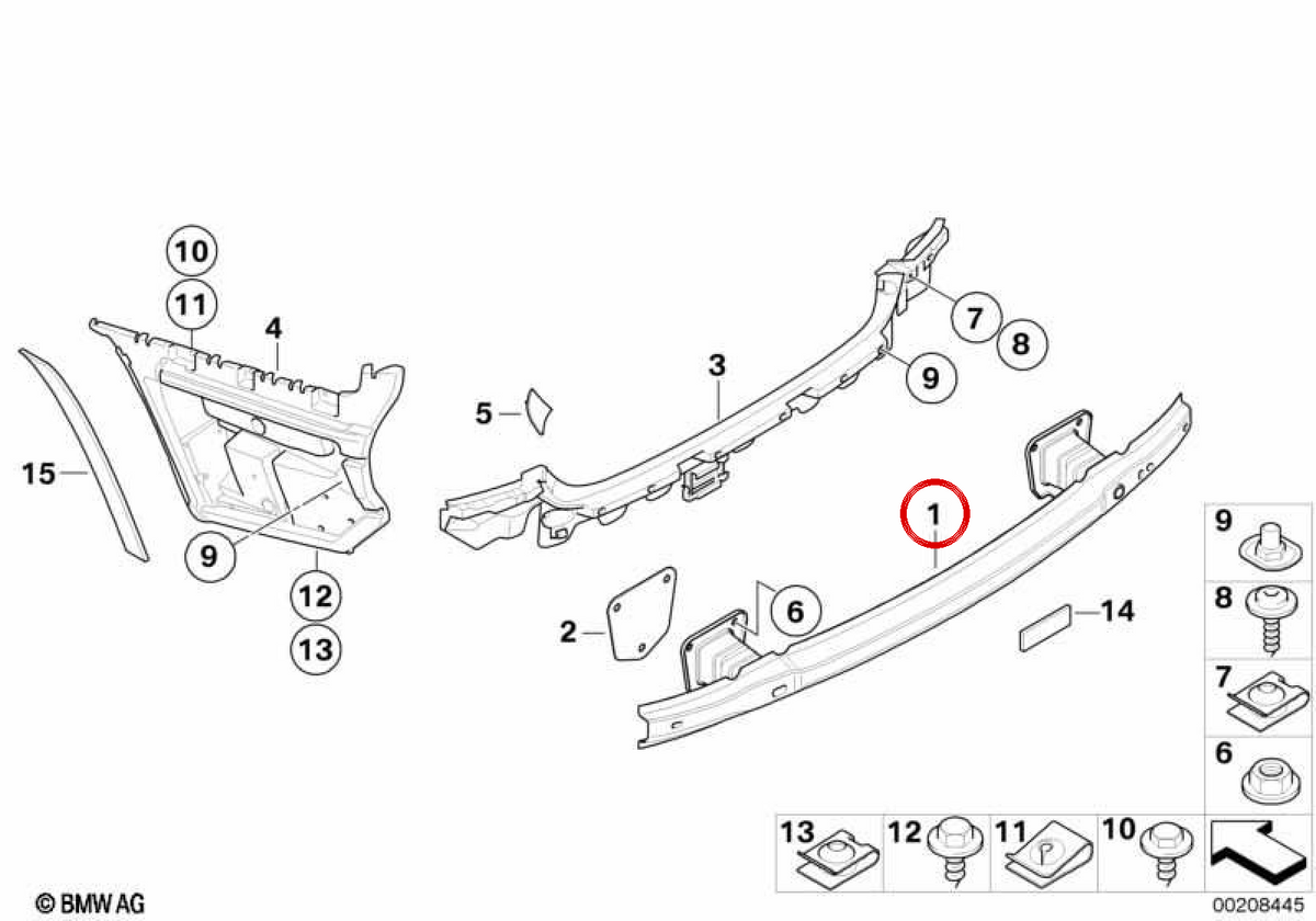 OEM 51127162392 Supporto per paraurti posteriore per BMW E92 ed E93. BMW originale.