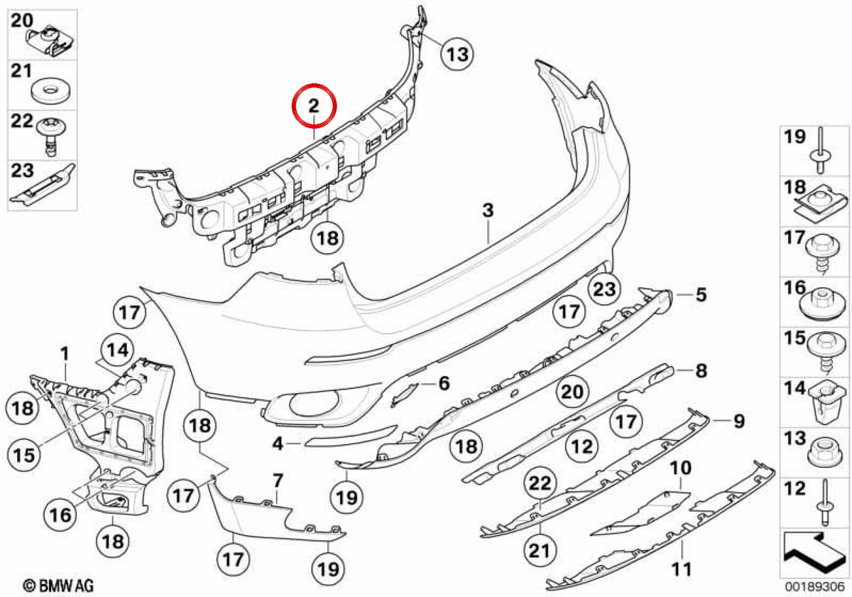 Supporto centrale OM RIUSDERS PER LE RIGLIORE 51127176244 per BMW E71, E72. BMW originale.