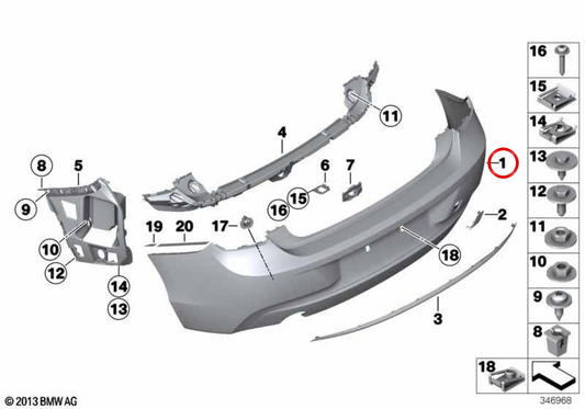 OM -Druck hinteren Stoßstange 51127293569 für BMW F20, F21. Original BMW.