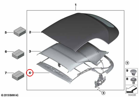 Meccanismo Capota OEM 51127308853 per BMW F23. BMW originale.