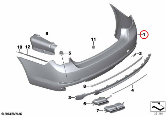 OM 51127311354 rear bumper for BMW F01, F02. Original BMW.