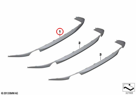 Heck-Emble-Stoßfänger OEM 51127331571 für BMW F07 520d, 528i, 530D und 530D XDrive (2013-2017). Original BMW Stück. Ideal, um beschädigte oder verlorene hintere Abdeckung zu ersetzen.