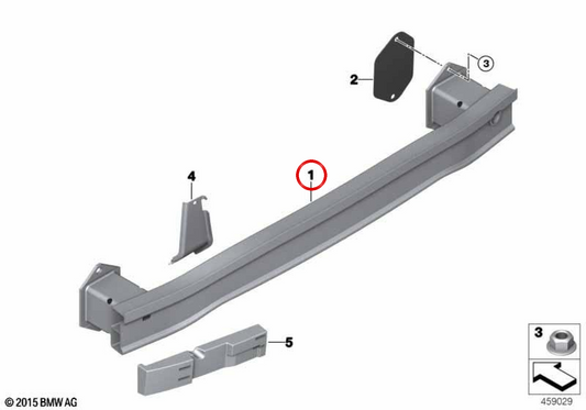 Supporto paraurti posteriore OEM 51127349623 per MINI F55, F56 e Cabrio F57. Originale MINI