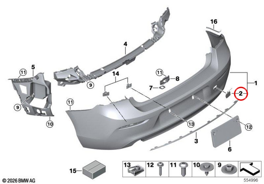 Stampa posteriore T -Tracciatore OEM 51127371751 per BMW F20, F21. BMW originale.