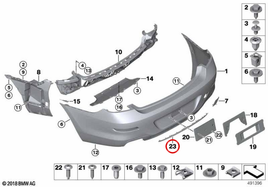 Moulage chromé OEM 51127374814 pour BMW F06, F12, F13. BMW d'origine.