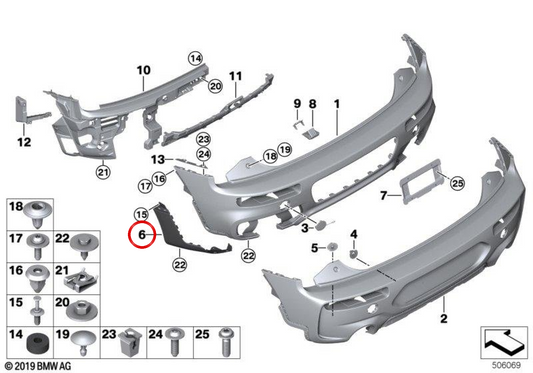 Bande noire arrière inférieure gauche OEM 51127379907 pour MINI F54 Clubman, Clubman LCI. MINI d'origine.