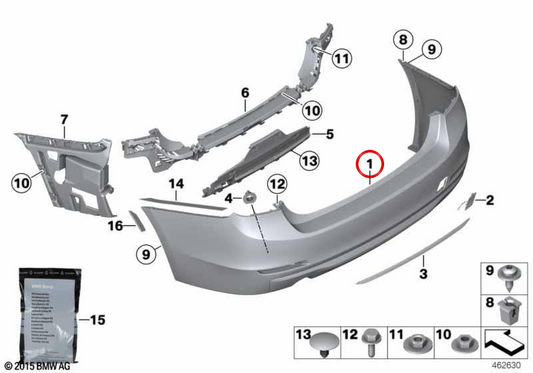 OM 51127384615 rear bumper for BMW F31. Original BMW.