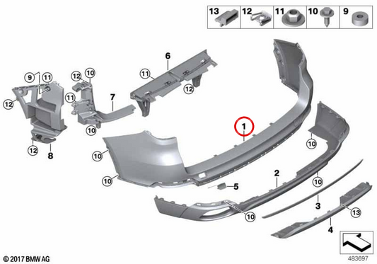 OEM 51127390000 Heckstoßstange für BMW F15. Original BMW.
