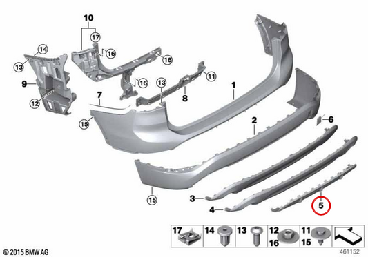 Cubre bajos trasero imprimado OEM 51127403394 para BMW F48, F49. Original BMW.