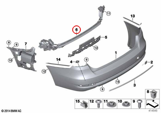 Guida posteriore centrale OEM 51127416067 per BMW F34. BMW originale.