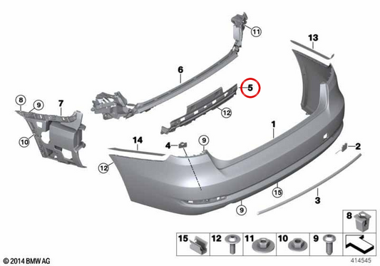 Renforcement inférieur du pare-chocs arrière OEM 51127416068 pour BMW F34. BMW d'origine.