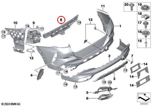 Support central OEM Backers arrière 51127425449 pour BMW G06, F96. BMW d'origine.
