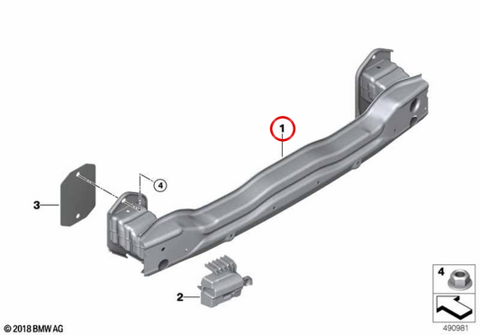 Soporte paragolpes trasero OEM 51127436737 para BMW G01, G02. Original BMW.