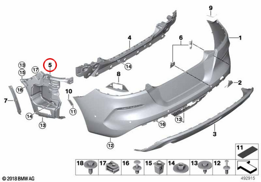 Support du côté gauche Pargolpes OEM 51127436841 pour BMW G29. BMW d'origine.